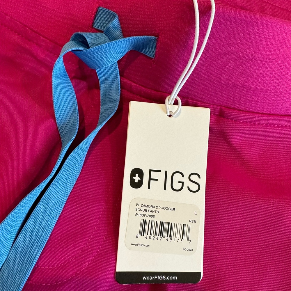 Brand new limited color figs Zamora 2.0 jogger size large, pink with blue
